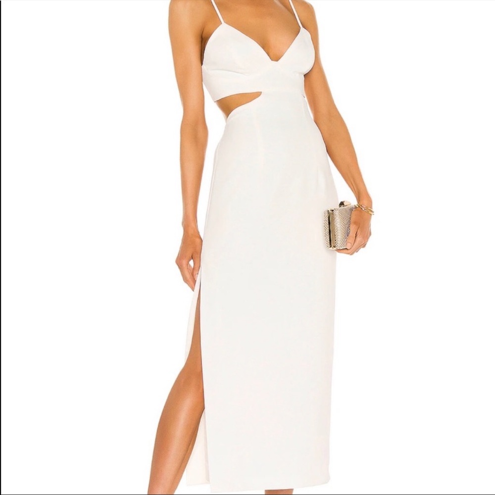 Cut Out Slit Midi Dress in Ivory
Bardot
